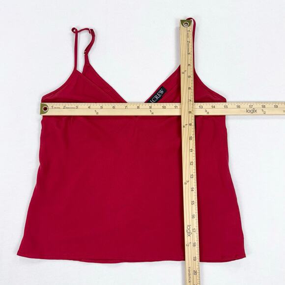 J Crew Women's Sheer Lace Trim Button Up Shirt Size 0 Red Short Sleeve - Picture 15 of 16